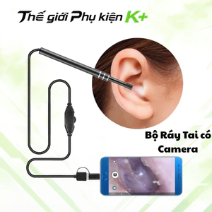 Dụng Cụ Lấy Ráy Tai Camera Chính Hãng 3 trong 1 có đèn LED, Nội Soi Tai Mũi Họng ( DÒNG CHO ANDROI )