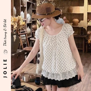 Áo Chấm Bi Form Babydoll Phối Ren Chuẩn Ảnh Jolie