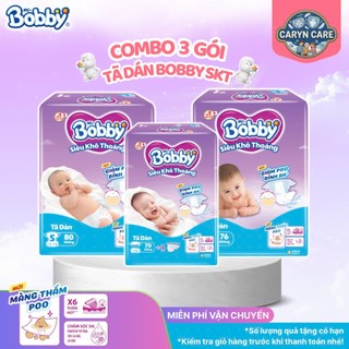 Combo 3 gói tã dán Bobby NB70/ S80/ M76/ L68/ XL62/ XXL56