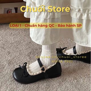 Giày bệt nữ da PU tổng hợp dệt vải đế cao su phong cách tiểu nữ tính đáng yêu dịu dàng
