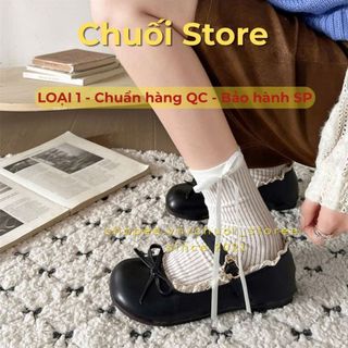 Giày bệt nữ da PU tổng hợp dệt vải đế cao su phong cách tiểu nữ tính đáng yêu dịu dàng