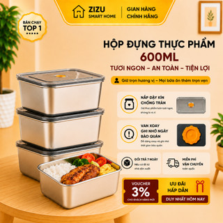 Hộp Đựng Thực Phẩm Inox 600ml – Thép Không Gỉ Cao Cấp, Có Nắp Chống Rò Rỉ, Bảo Quản Tủ Lạnh