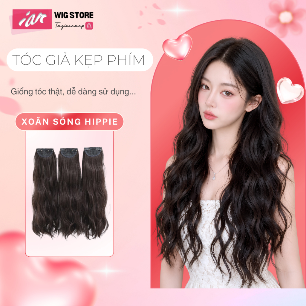 Tóc Giả Tóc Kẹp Phím IAN Sét 3 Dải Kẹp Xoăn Sóng Nước Phong Cách Hàn Quốc siêu HOT