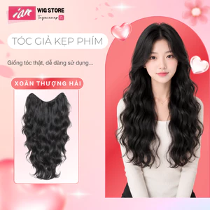 Kẹp Nửa Đầu Tóc Giả Dải Nâng Cấp Xoăn Thượng Hải IAN Cao Cấp - Tóc Mây Sóng Nước Bồng Bềnh Siêu Thật