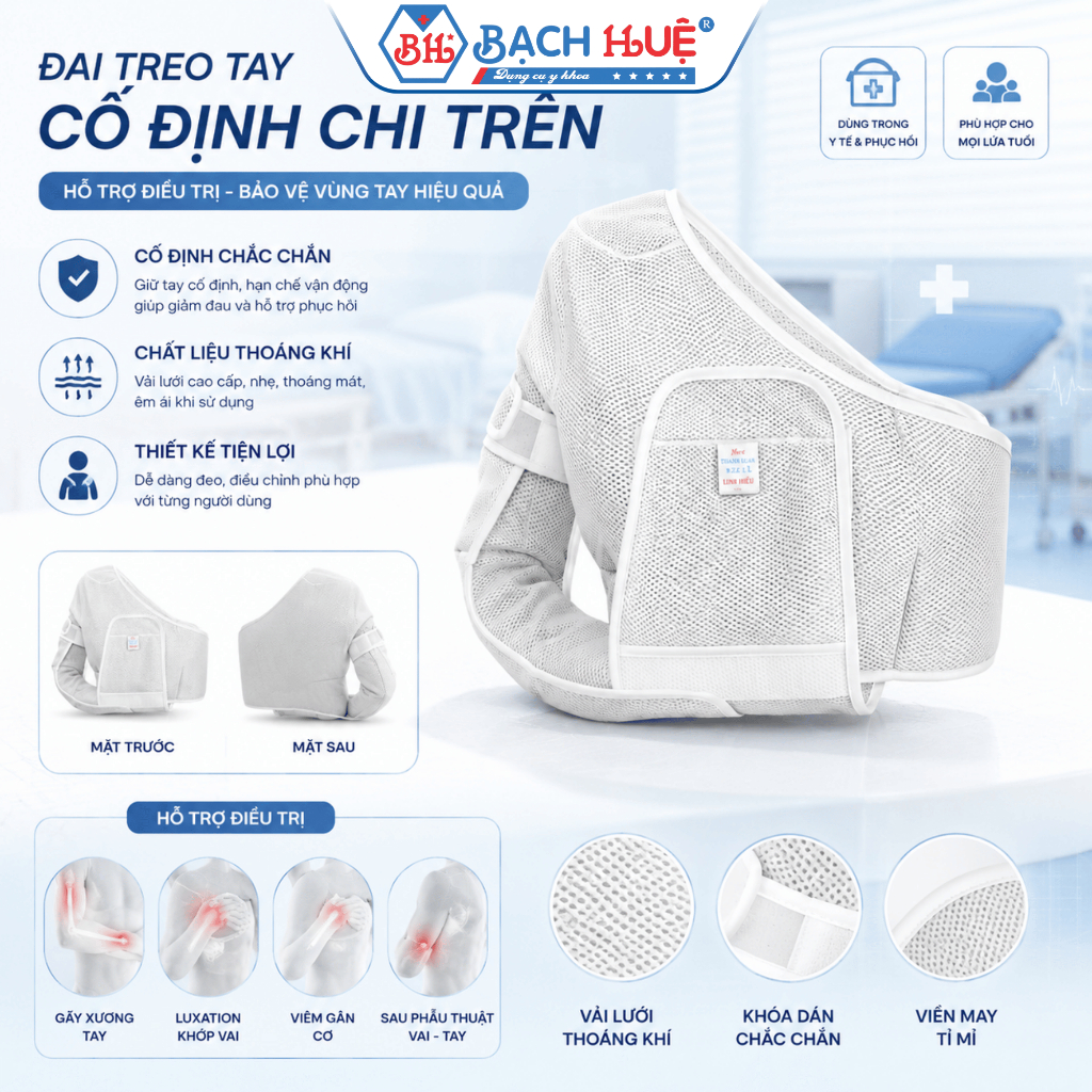 Đai Desault Cố Định Khớp Vai Linh Hiếu (Trái/Phải) - Đai Trợ Lực Thoáng Khí