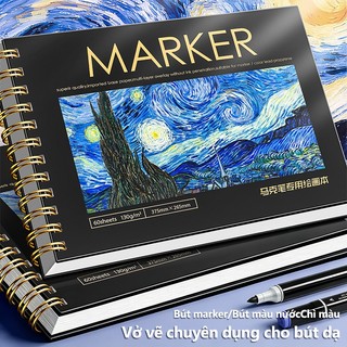 Sổ vẽ màu acrylic sketchbook A4 gáy lò xo bìa cứng 60 tờ chuyên vẽ màu nước cho học sinh hot