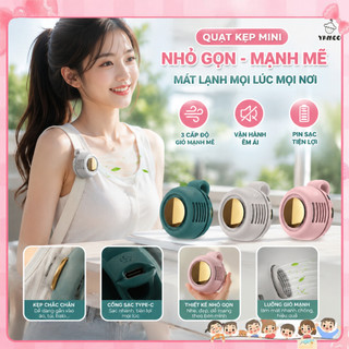 ✨Quạt mini đeo cổ, quạt mini kẹp cổ di động, quạt không cánh xoay 360 độ, kết nối USB.