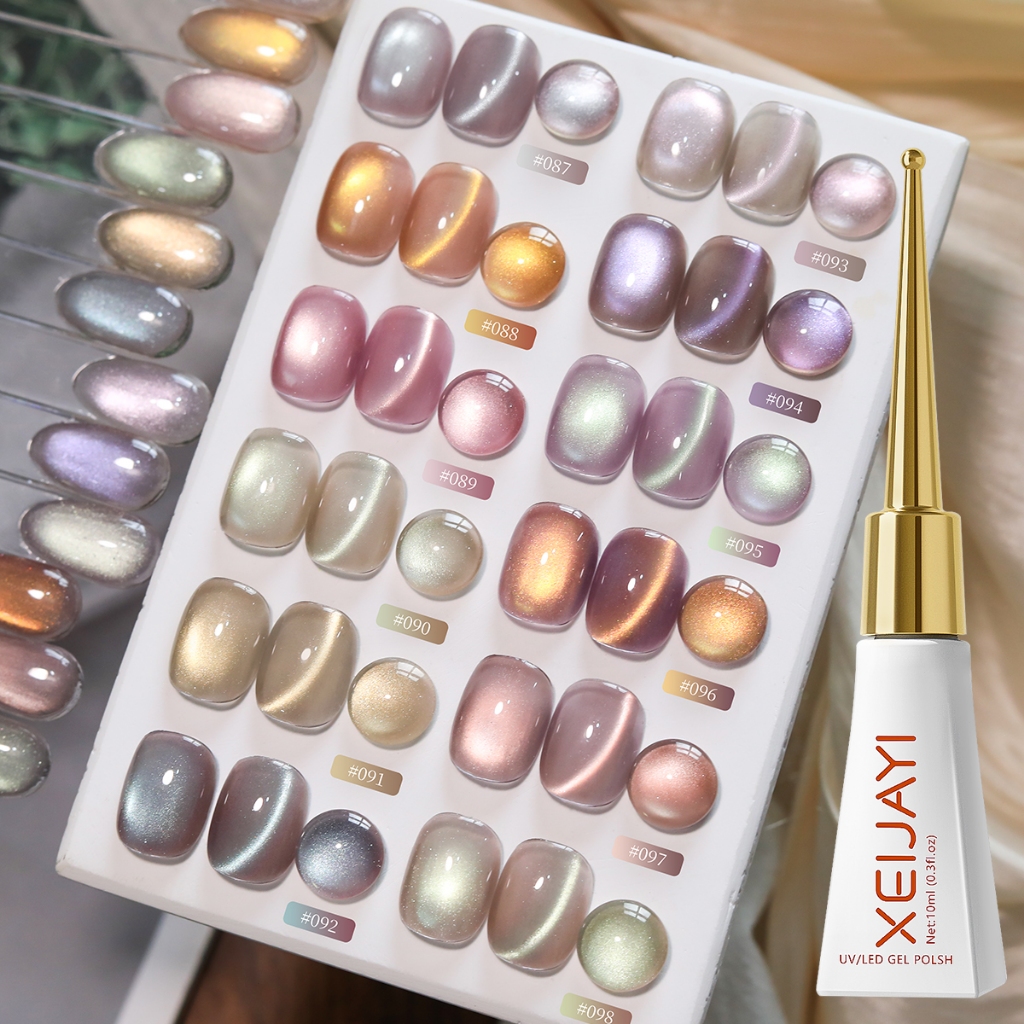 XEIJAYI 10ml - Sơn gel móng tay mắt mèo màu xám xanh tông lạnh mới, bền màu và bóng mượt, thích hợp cho việc tự làm.