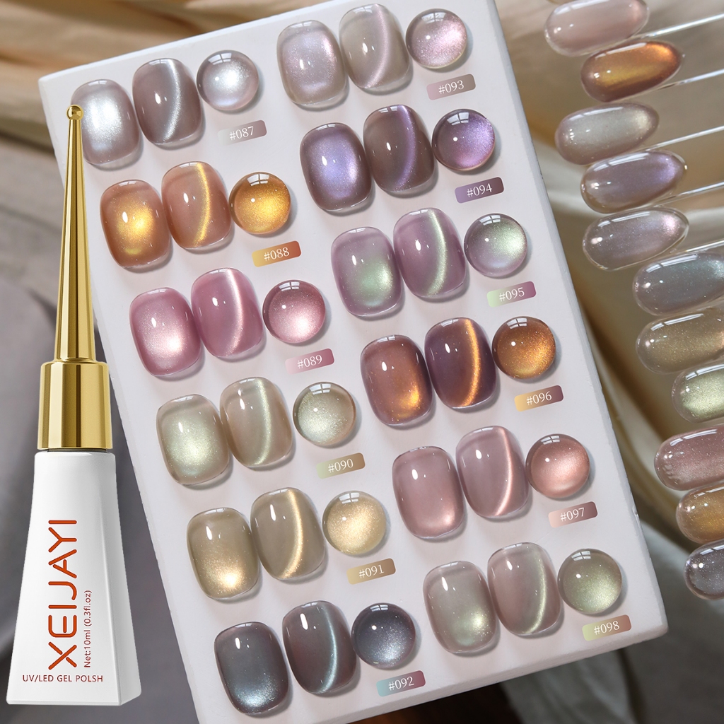 XEIJAYI 10ml - Sơn gel móng tay mắt mèo màu xám xanh tông lạnh mới, bền màu và bóng mượt, thích hợp cho việc tự làm.