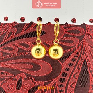 Bông Tai Nữ Titan Xi Mạ Vàng 24K Hạt Tròn Cao Cấp - Khuyên Tai Sang Trọng Trang Sức Hava - HVB165