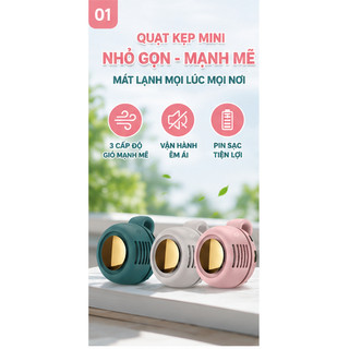 ✨Quạt mini đeo cổ, quạt mini kẹp cổ di động, quạt không cánh xoay 360 độ, kết nối USB.