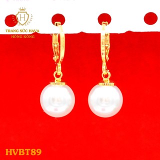 Bông Tai Nữ Titan Xi Mạ Vàng 24K Hạt Tròn Cao Cấp - Khuyên Tai Sang Trọng Trang Sức Hava - HVB165