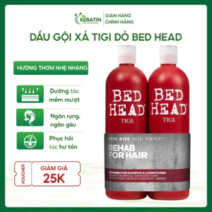 Bộ dầu gội xả Tigi Bed head đỏ 750ml phục hồi tóc hư tổn, giảm khô xơ gãy rụng, dưỡng tóc mềm mượt chuẩn salon