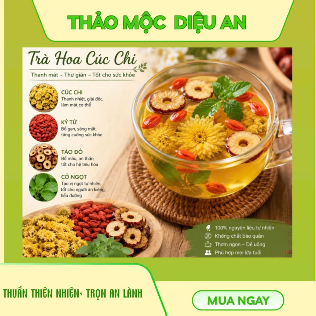 Trà hoa cúc chi táo đỏ kỳ tử- thanh nhiệt ,giải độc,ngủ ngon, đẹp da