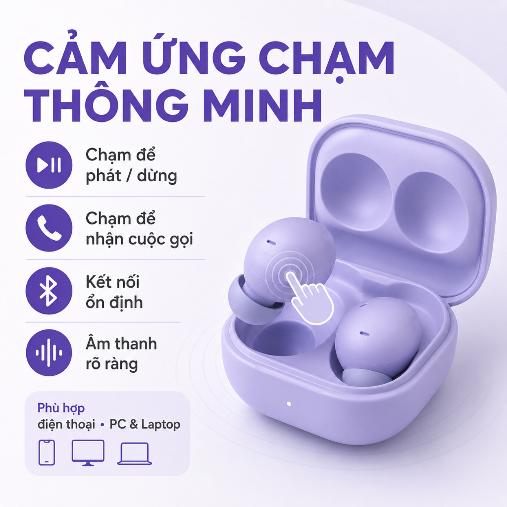 Tai Nghe Bluetooth TWS Không Dây Nhét Tai｜Cảm Ứng Chạm｜Âm Thanh HiFi｜Hộp Sạc Mini