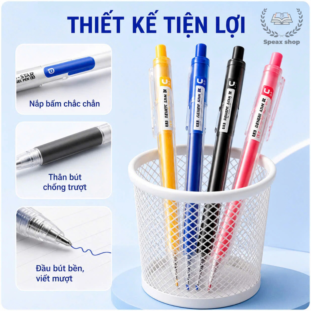 [🔥12 MÀU 2026] Bút Bi Nước Mực Gel Bấm Nhiều Màu Nhanh Khô 0.5mm M&G-Viết Bi Học Sinh Văn Phòng Mực Đều 87977