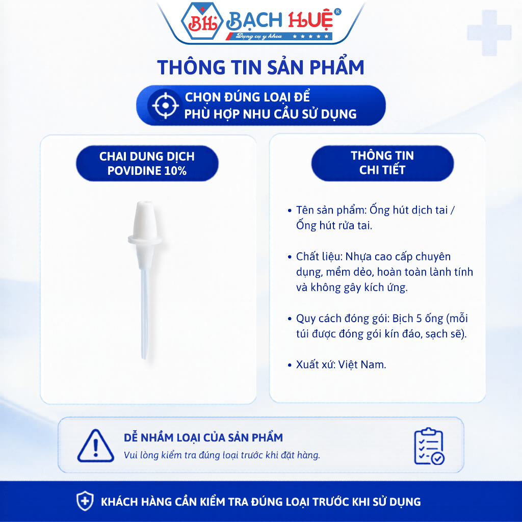 Ống Hút Dịch Tai Bằng Nhựa Mềm Dẻo Dùng 1 Lần - Bịch 5 Ống Hút Rửa Tai Vệ Sinh, An Toàn