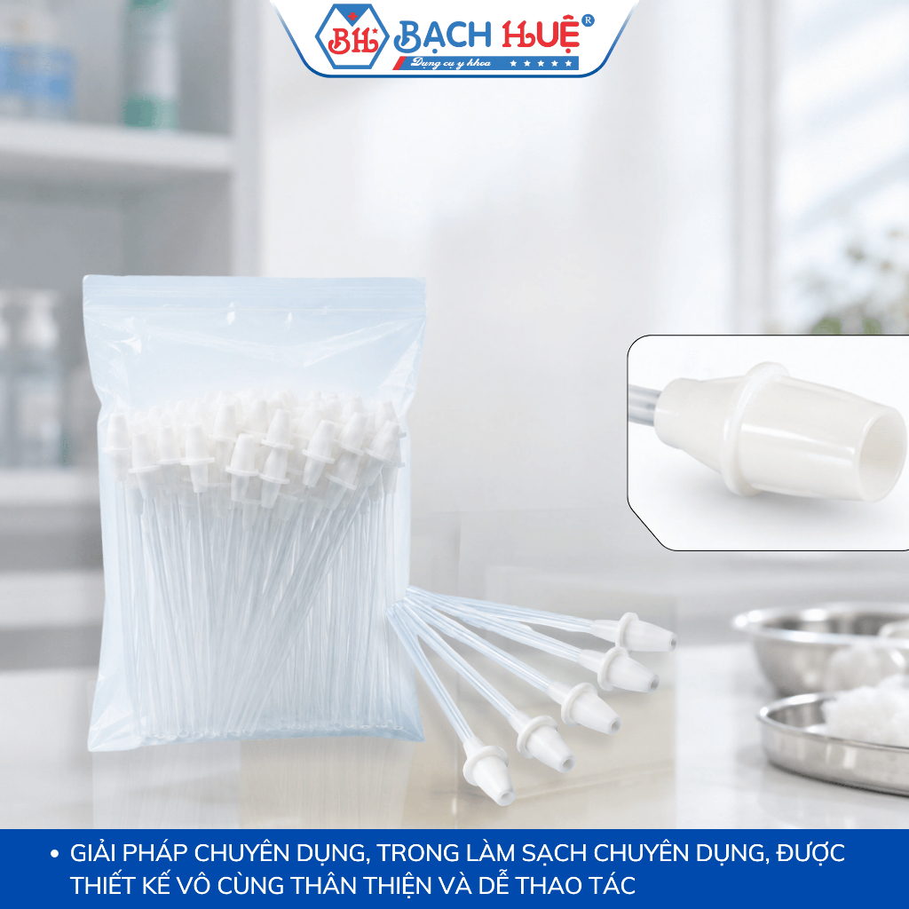 Ống Hút Dịch Tai Bằng Nhựa Mềm Dẻo Dùng 1 Lần - Bịch 5 Ống Hút Rửa Tai Vệ Sinh, An Toàn