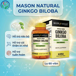 Mason Natural Ginkgo Biloba 60 viên hỗ trợ tuần hoàn máu não, cải thiện trí nhớ