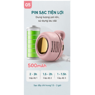✨Quạt mini đeo cổ, quạt mini kẹp cổ di động, quạt không cánh xoay 360 độ, kết nối USB.