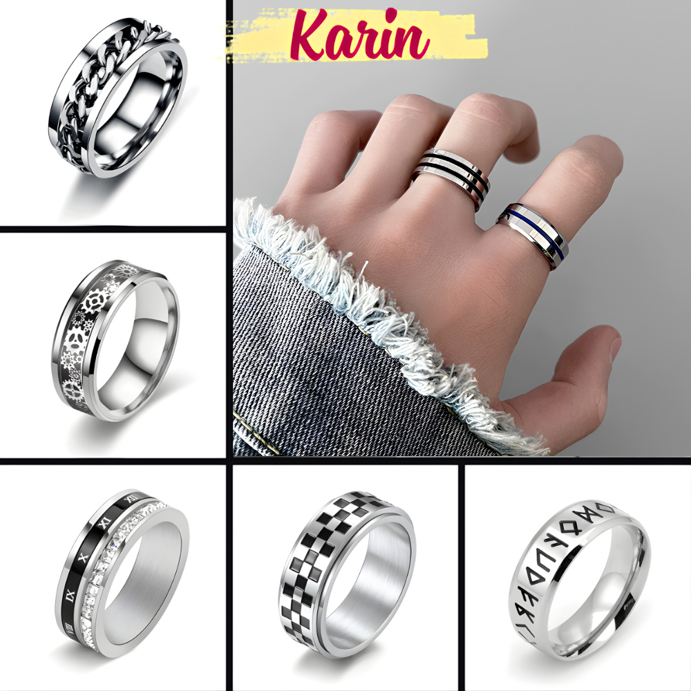 Nhẫn Titan Unisex Cao Cấp Nhiều Mẫu - Nhẫn Nam Nữ Inox Không Gỉ, Nhẫn Xích, Caro, Số La Mã, Rune Thời Trang Cá Tính