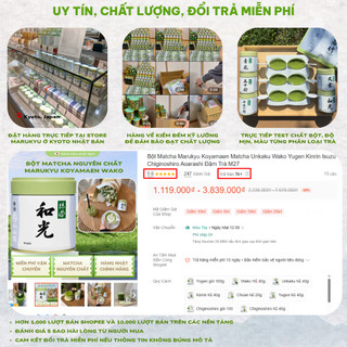Bột Matcha Nguyên Chất Cao cấp Marukyu Koyamaen Đậm Trà Tenju,Choan,Unkaku,Isuzu,Wako Nhật Bản M51