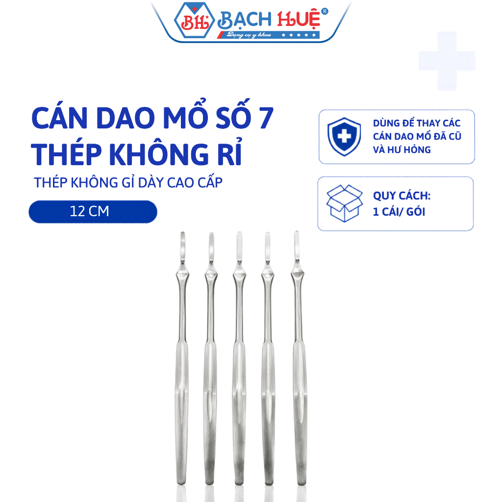 Cán Dao Mổ Số 7 Y Tế Thép Không Rỉ - Cán Cầm Chống Trượt bền chặt, đã tiệt trùng