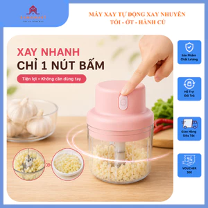 Máy Xay Tỏi Mini Cầm Tay, Máy Xay Tỏi Ớt Kéo Tay, Xay Hành Củ Đa Năng, Nhỏ Gọn, Dễ Vệ Sinh
