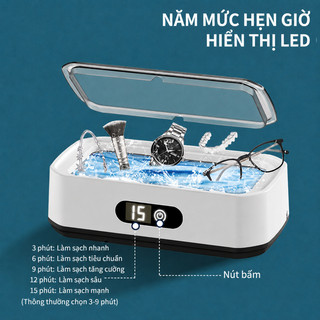 Máy rửa siêu âm máy làm sạch siêu âm máy vệ sinh siêu âm máy rửa trang sức máy rửa kính mắt, tần số 49000Hz làm sạch mạn