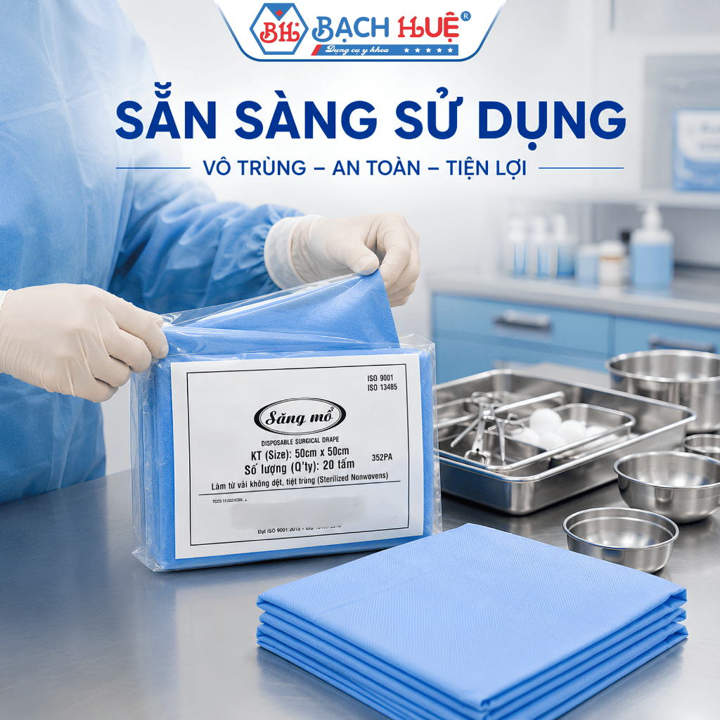 Săng Mổ Bảo Thạch Có Lỗ Và Không Lỗ 50x50cm - Vải Không Dệt Vô Trùng