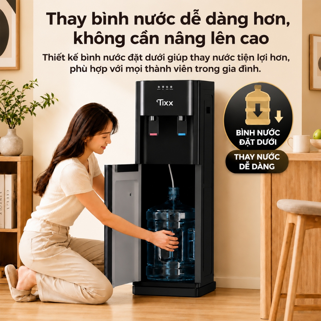 TIXX Cây nước nóng lạnh 500W Máy lọc nước nóng lạnh nạp đáy Hàng chính hãng