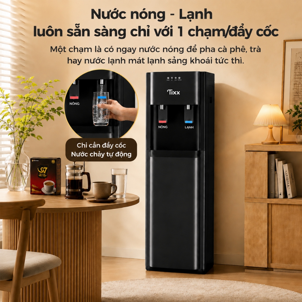 TIXX Cây nước nóng lạnh 500W Máy lọc nước nóng lạnh nạp đáy Hàng chính hãng