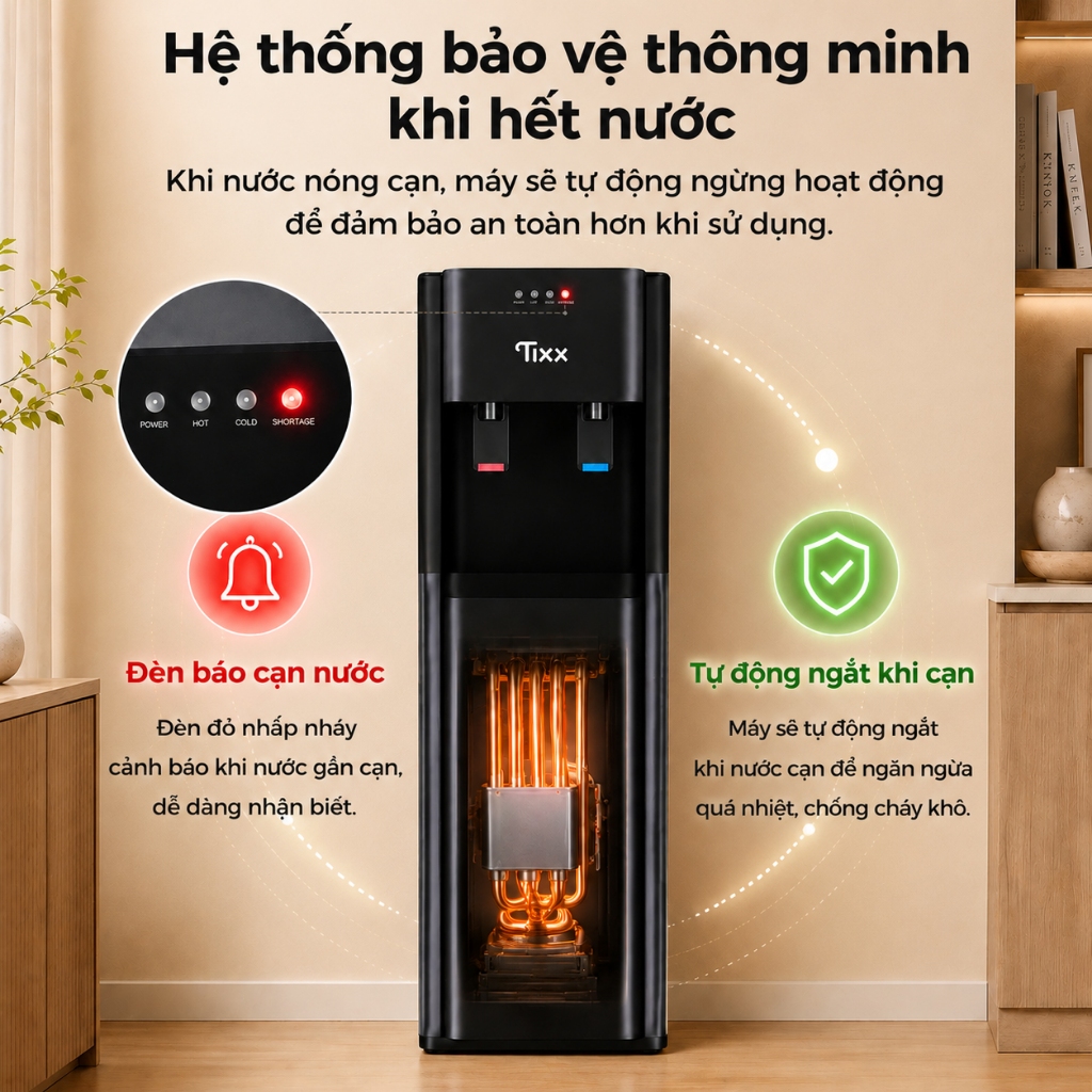 TIXX Cây nước nóng lạnh 500W Máy lọc nước nóng lạnh nạp đáy Hàng chính hãng