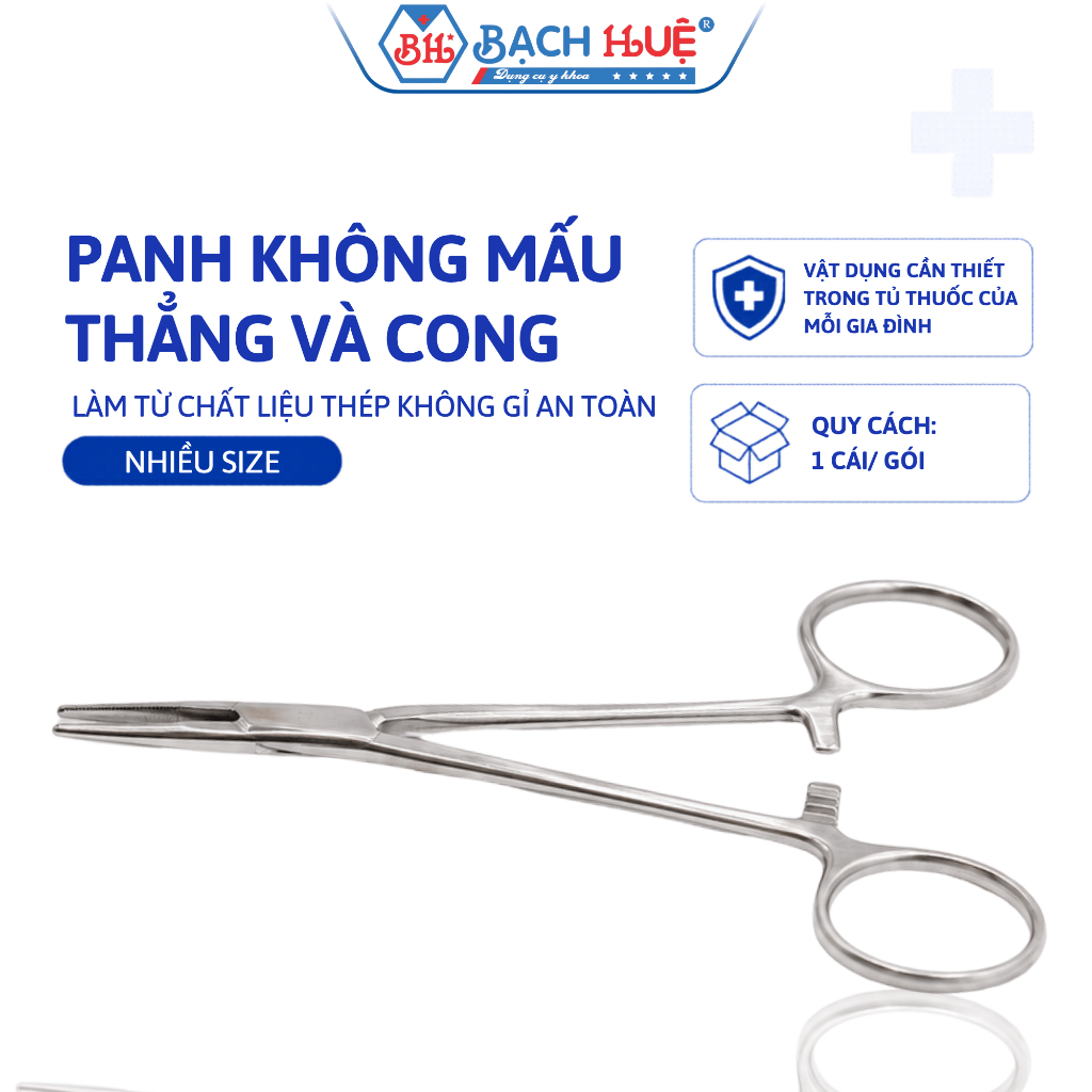 Panh Không Mấu Thẳng Và Cong Inox Y Tế, Kẹp Gắp Bông Gạc Dụng Cụ Phẫu Thuật
