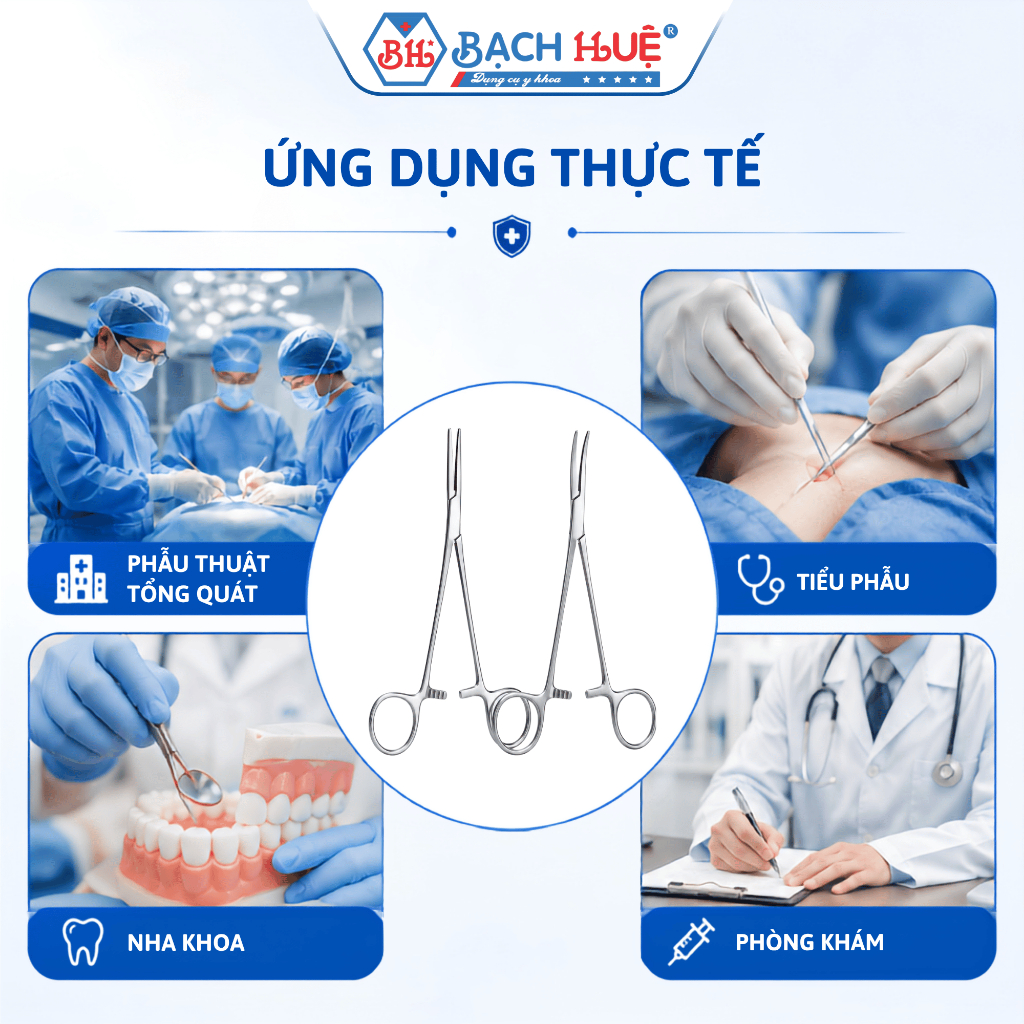 Panh Không Mấu Thẳng Và Cong Inox Y Tế, Kẹp Gắp Bông Gạc Dụng Cụ Phẫu Thuật