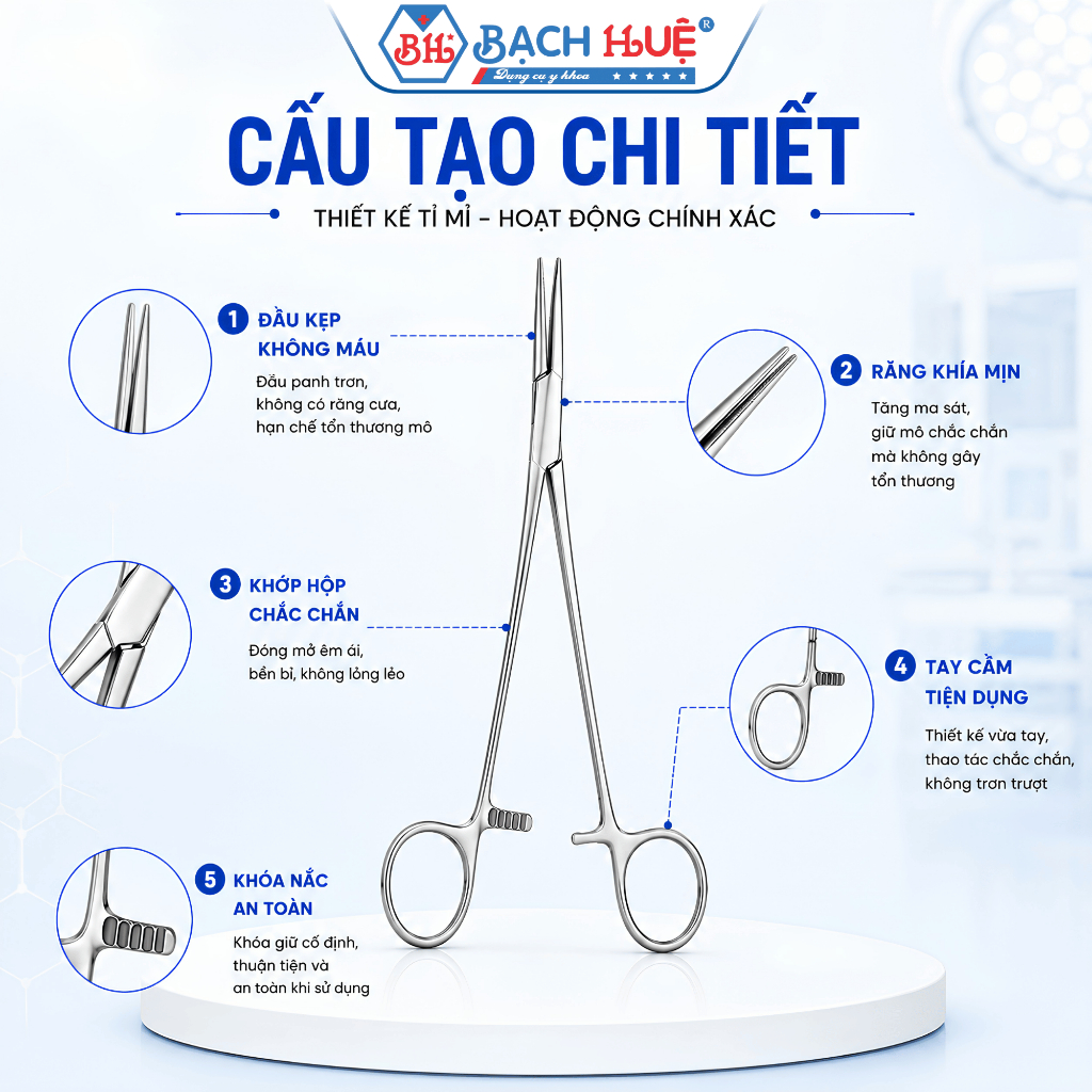 Panh Không Mấu Thẳng Và Cong Inox Y Tế, Kẹp Gắp Bông Gạc Dụng Cụ Phẫu Thuật