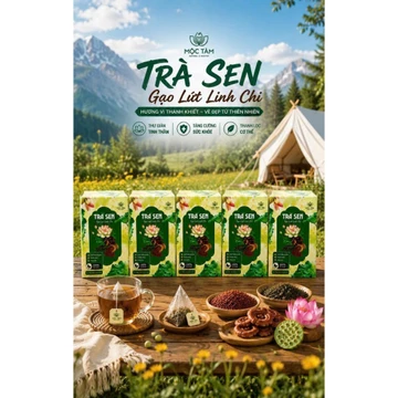 Combo 05 Hộp Trà Sen Gạo Lứt Linh Chi Hương Sen Tự Nhiên - Trà Gạo Lứt Rang Thơm, Linh Chi Thanh Dịu, Thích Hợp Làm Quà