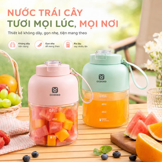 Máy xay sinh tố cầm tay Qcooko NÂNG CẤP PIN 2600 mAh, 18 lưỡi dao, dung tích 1,1L Kèm nắp có quai xách