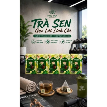 Combo 5 Hộp Trà Sen Gạo Lứt Linh Chi Chính Hãng - Trà Thảo Mộc Hương Sen Dịu Nhẹ, Tiện Lợi Dùng Mỗi Ngày