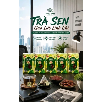 Combo 05 Hộp Trà Sen Gạo Lứt Linh Chi Cao Cấp - Hương Sen Tinh Tế, Gạo Lứt Rang Thơm Dịu, Trà Thảo Mộc Dành Cho Gia Đình