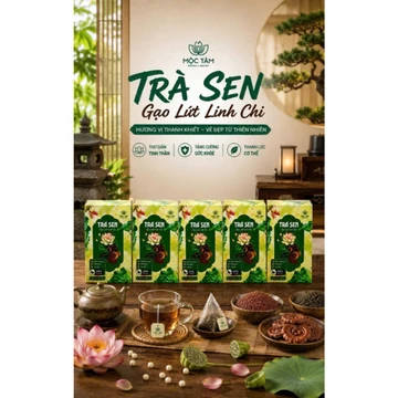 Combo 5 Hộp Trà Sen Gạo Lứt Linh Chi Hương Sen Tự Nhiên - Trà Gạo Lứt Rang Kết Hợp Linh Chi, Đóng Gói Tiện Lợi, Phù Hợp