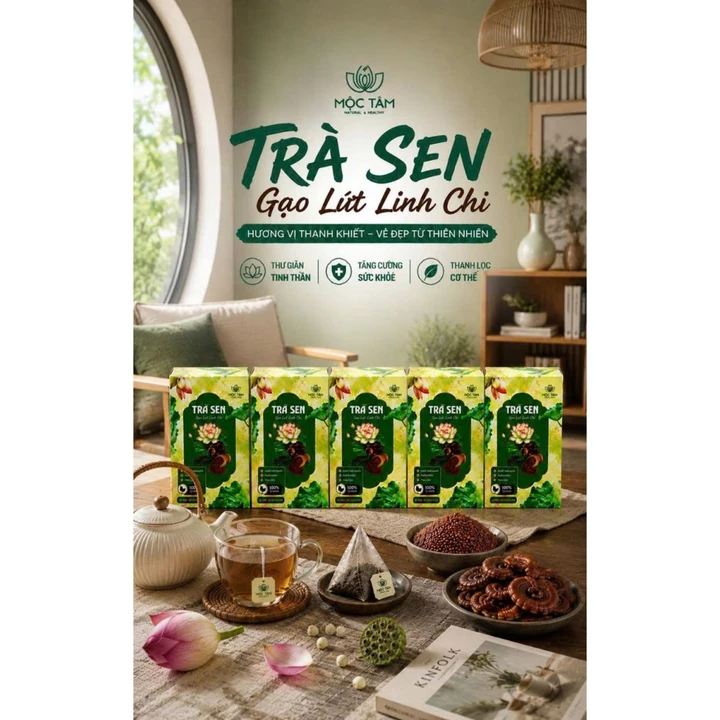 Combo 02 Hộp Trà Sen Gạo Lứt Linh Chi Thượng Hạng - Trà Thảo Mộc Hương Sen Tinh Tế, Gạo Lứt Rang Thơm