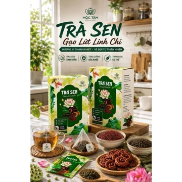 Combo 02 Hộp Trà Sen Gạo Lứt Linh Chi Đặc Biệt - Hương Sen Thanh Nhã Kết Hợp Gạo Lứt Rang Và Linh Chi, Thức Uống Thảo Mộ