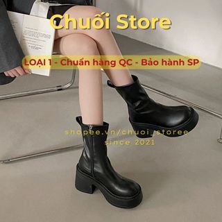 Giày boot nữ da PU tổng hợp dệt vải đế cao su nhẹ chân êm chân thoải mái dễ chịu