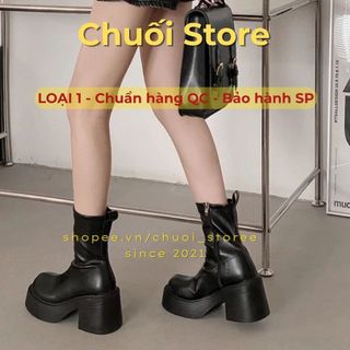 Giày boot nữ da PU tổng hợp dệt vải đế cao su nhẹ chân êm chân thoải mái dễ chịu