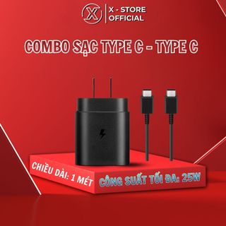 Sạc nhanh 25W cho Samsung, combo củ cáp Type C to C, sạc siêu nhanh cho Note 20, sạc nhanh 25W - CSSS25W+CB