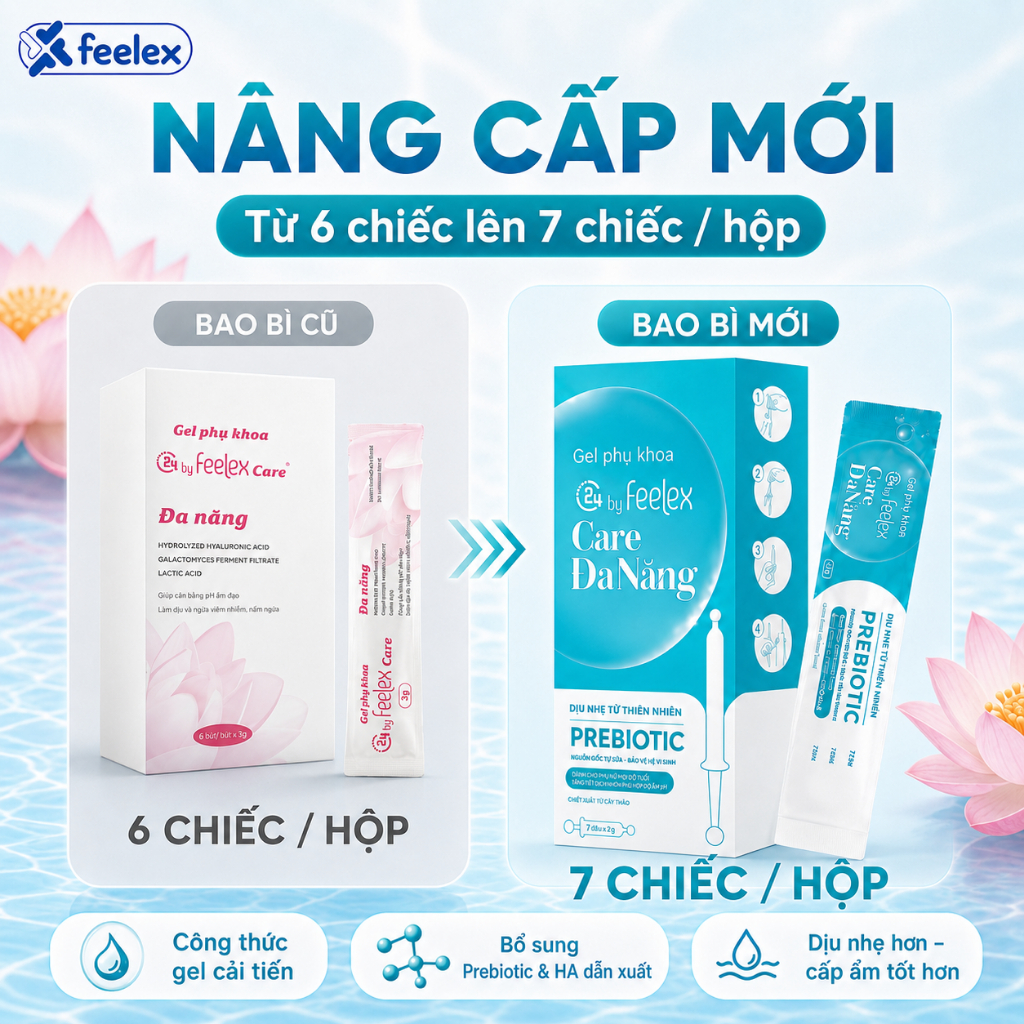 Gel phụ khoa Inner C24 Feelex Care Đa Năng dạng đũa hộp 7 chiếc, hỗ trợ cấp ẩm, cân bằng pH, làm sạch vùng kín
