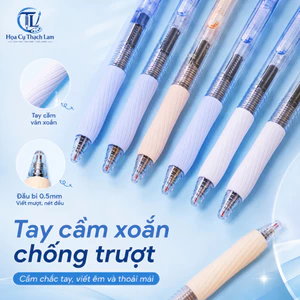 Bút Gel Bấm Odemei GP-98108 0.5mm Mực Đen Viết Êm Nhanh Khô Hộp 12 Cây