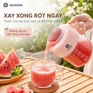Máy xay sinh tố cầm tay Qcooko NÂNG CẤP PIN 2600 mAh, 18 lưỡi dao, dung tích 1,1L Kèm nắp có quai xách