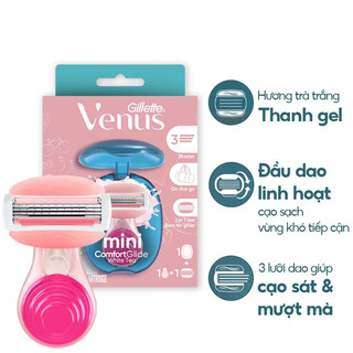 Dao Cạo Gillette Venus Mini ComfortGlide White Tea (1 Cán Dao + 1 Đầu Dao Cạo + 1 Nắp Bảo Vệ)